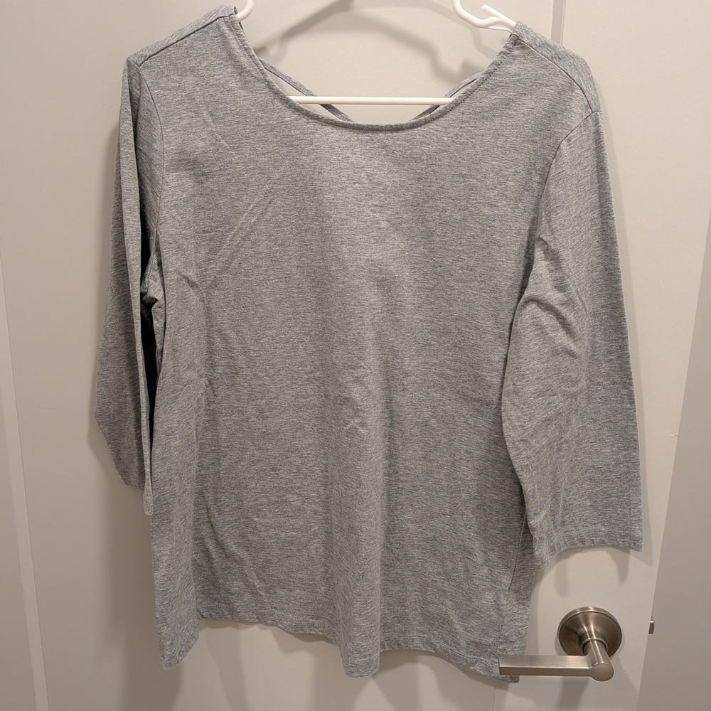 Christopher & Banks Light Gray 3/4 Sleeve Top